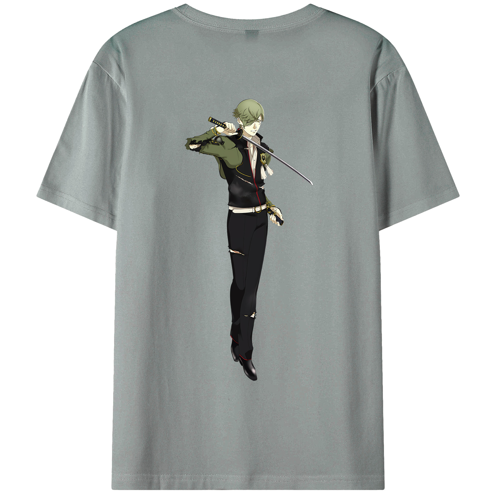 （画像用） 刀剣乱舞 Touken Ranbu 綿100％ メンズ半袖Tシャツ（バックプリント） 通気性